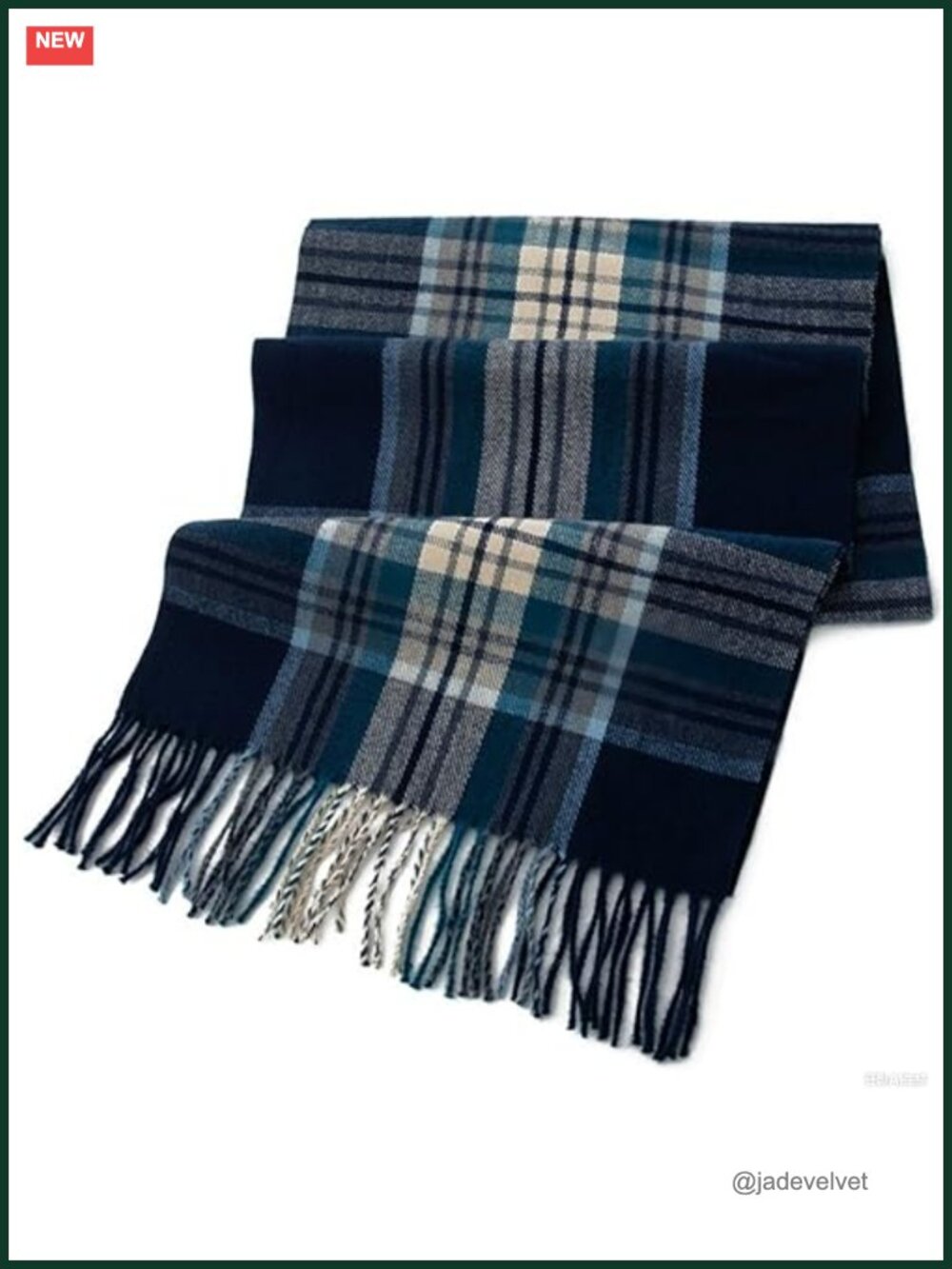 Faux Cashmere Tartan Plaid Scarf Wrap with Fringes for Women